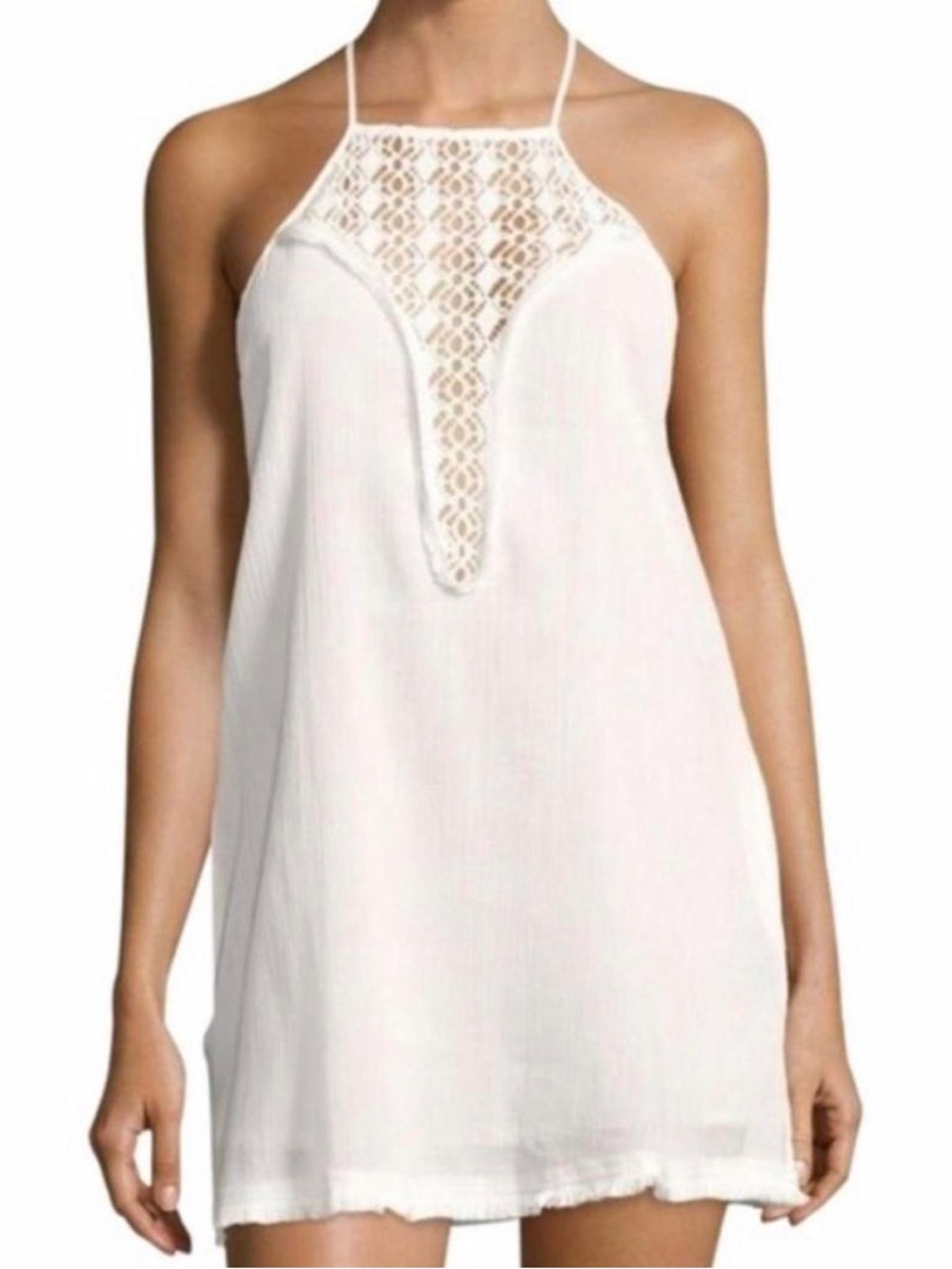 $88 L*Space Women's White Kokomo Halter Sleeveless Swimsuit Cover-Up Dress Small